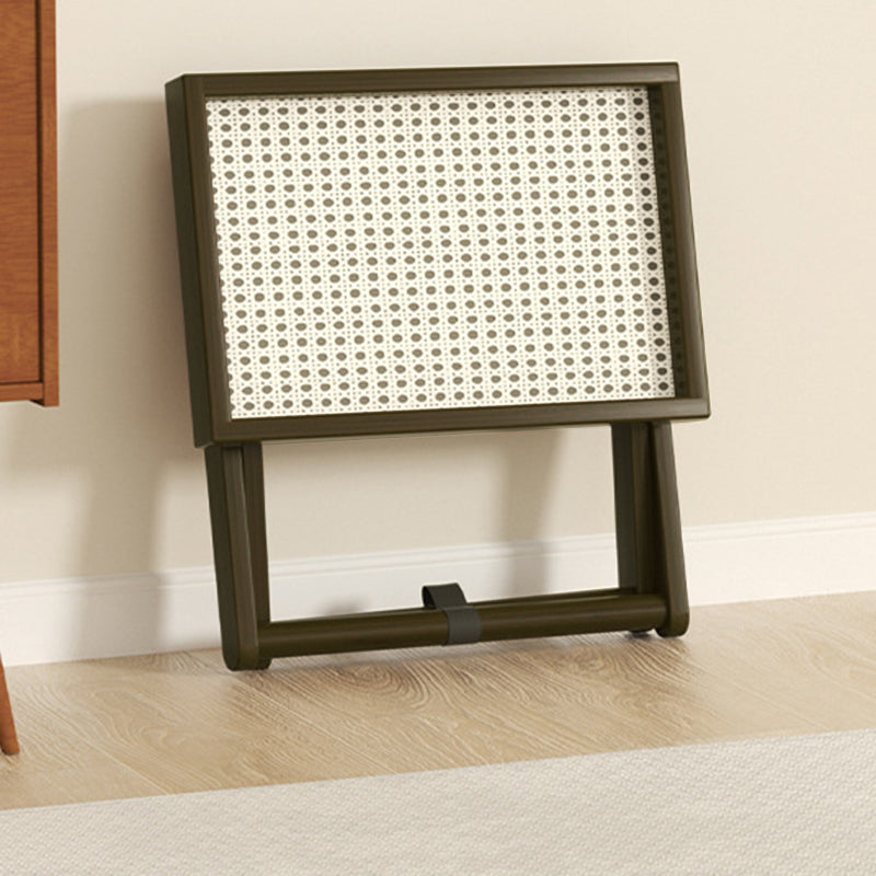 Modern Minimalist Rectangular Bamboo Engineered Panel Synthetic Rattan Foldable Side Table 1-Tier For Living Room