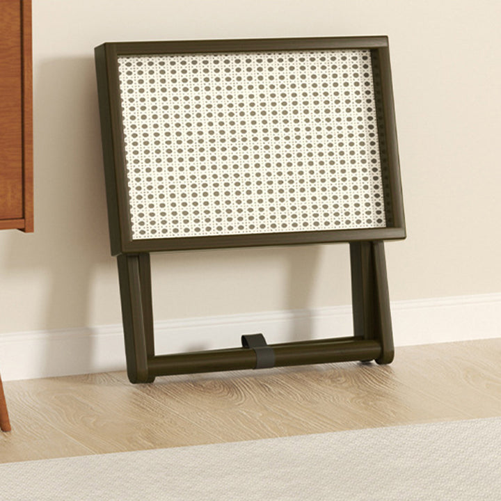 Modern Minimalist Rectangular Bamboo Engineered Panel Synthetic Rattan Foldable Side Table 1-Tier For Living Room