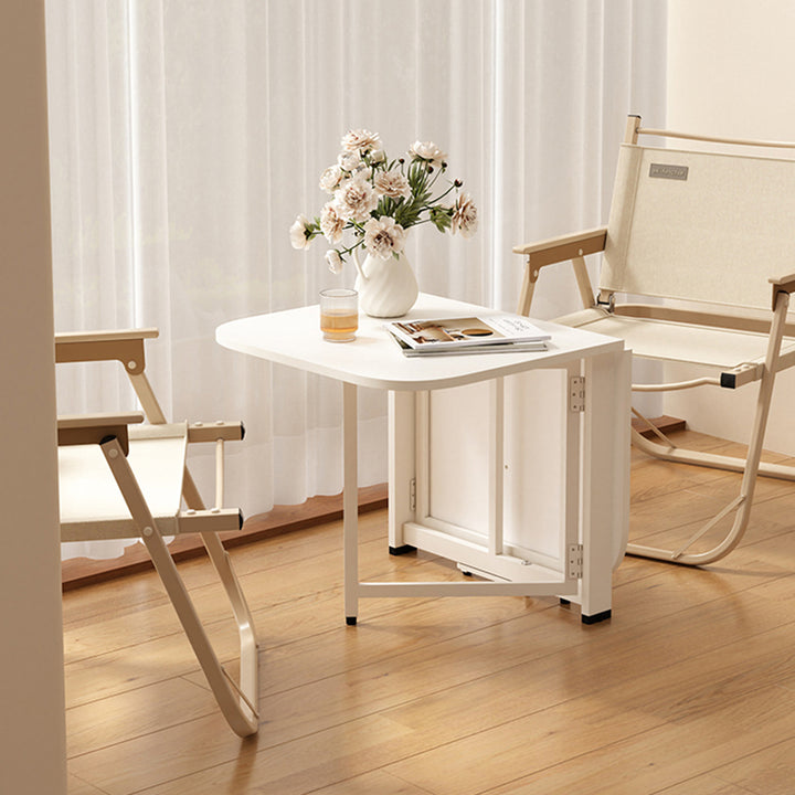 Mesa de centro plegable rectangular moderna y minimalista de tablero de partículas y acero al carbono de 1 nivel para sala de estar 