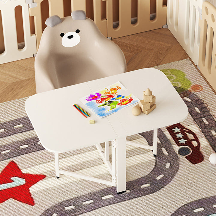 Mesa de centro plegable rectangular moderna y minimalista de tablero de partículas y acero al carbono de 1 nivel para sala de estar 