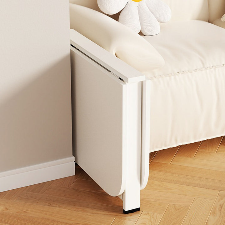 Mesa de centro plegable rectangular moderna y minimalista de tablero de partículas y acero al carbono de 1 nivel para sala de estar 