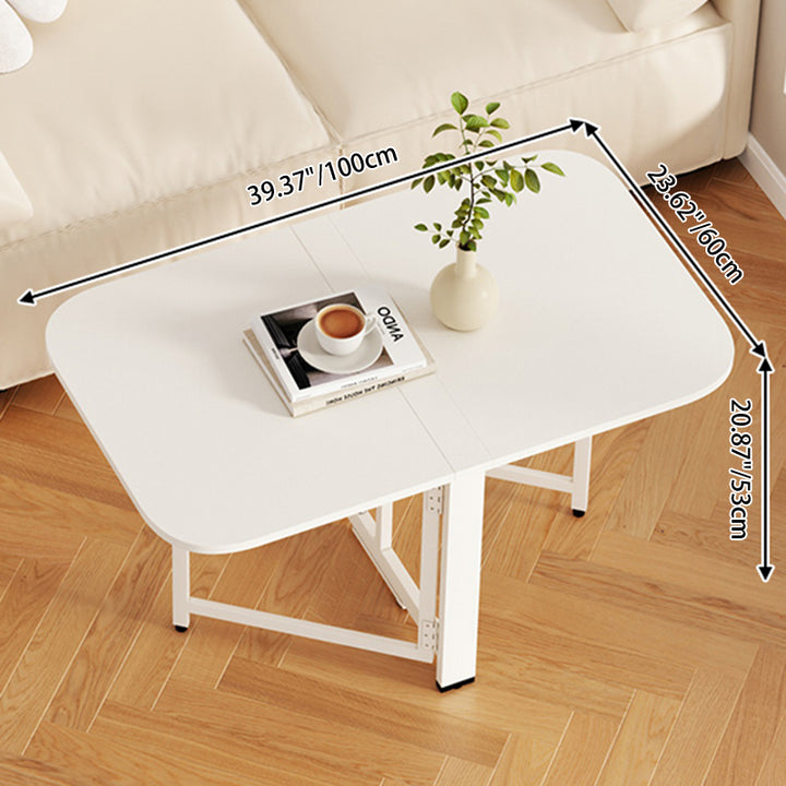 Mesa de centro plegable rectangular moderna y minimalista de tablero de partículas y acero al carbono de 1 nivel para sala de estar 