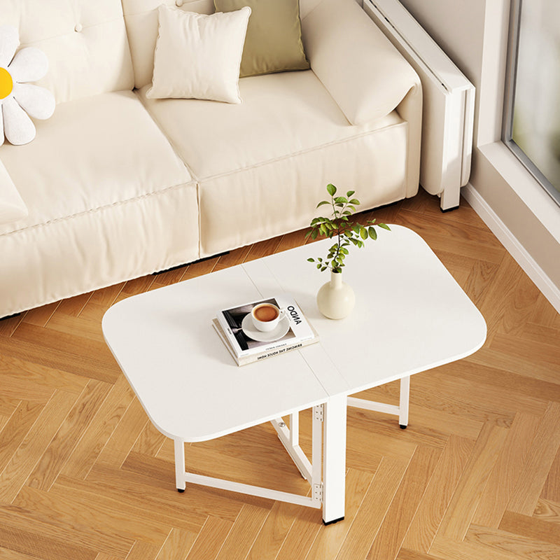 Mesa de centro plegable rectangular moderna y minimalista de tablero de partículas y acero al carbono de 1 nivel para sala de estar 