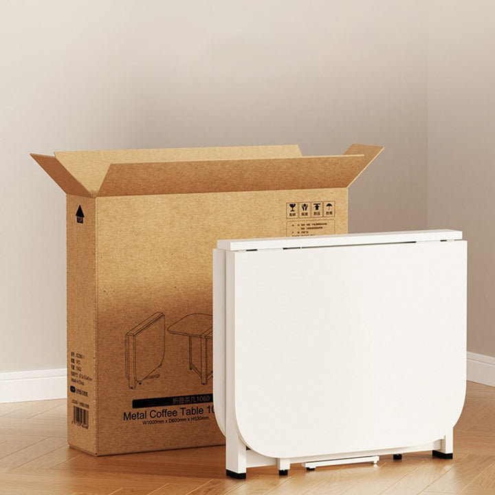 Mesa de centro plegable rectangular moderna y minimalista de tablero de partículas y acero al carbono de 1 nivel para sala de estar 