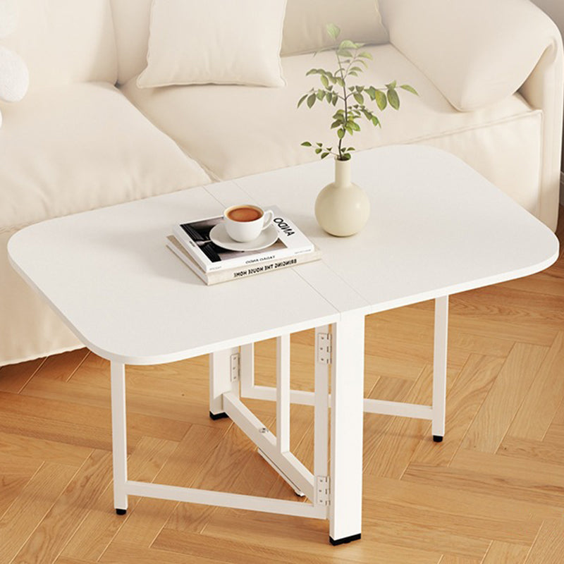 Mesa de centro plegable rectangular moderna y minimalista de tablero de partículas y acero al carbono de 1 nivel para sala de estar 