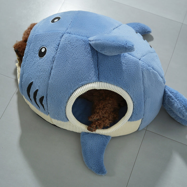 Lit contemporain créatif Petit requin lit pour chat en fourrure de lapin en coton PP lit pour chien pour chambre à coucher 