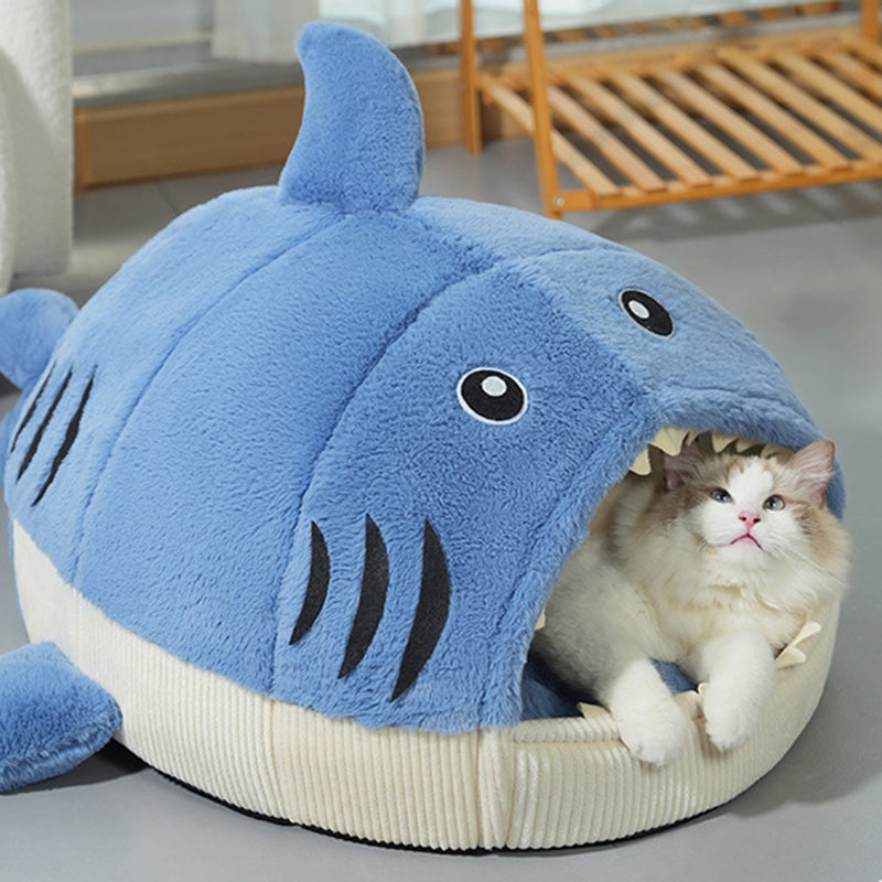 Lit contemporain créatif Petit requin lit pour chat en fourrure de lapin en coton PP lit pour chien pour chambre à coucher 