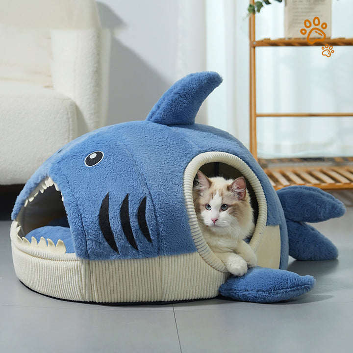 Lit contemporain créatif Petit requin lit pour chat en fourrure de lapin en coton PP lit pour chien pour chambre à coucher 