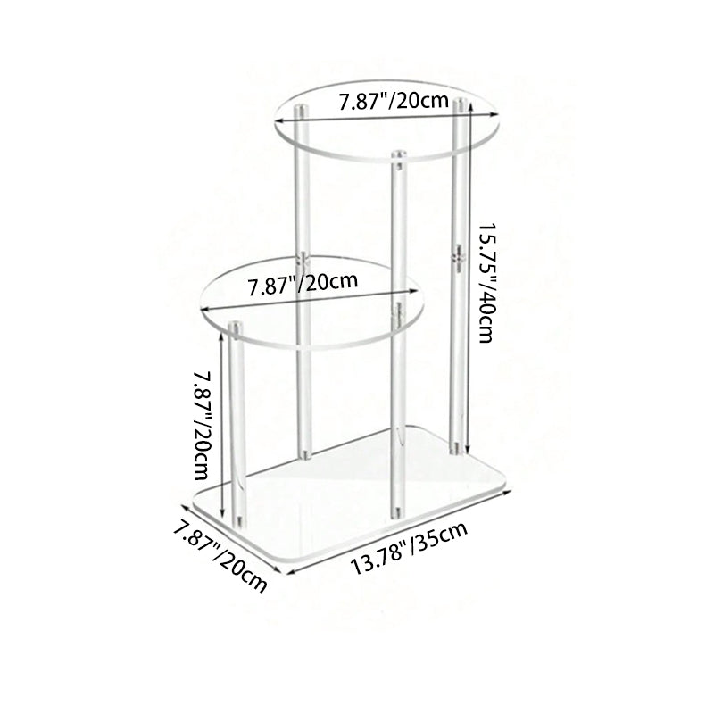 Modern Minimalist Round Cylindrical Acrylic Plastic Nightstand 3-Tier For Bedroom