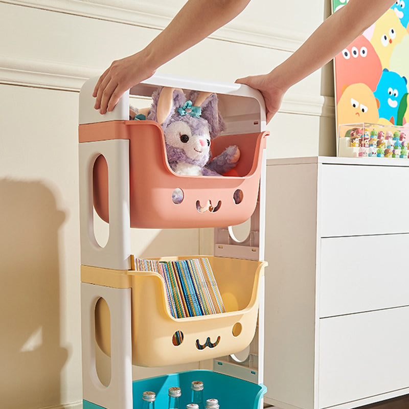 Contemporary Creative Rectangular Cat-Shaped Kids PP Storage Shelf 2/3/4 Tier For Living Room