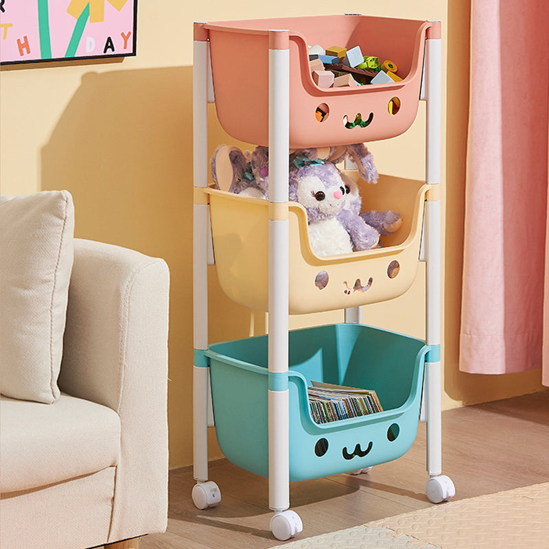 Contemporary Creative Rectangular Cat-Shaped Kids PP Storage Shelf 2/3/4 Tier For Living Room
