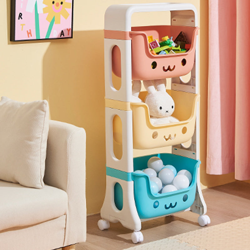 Contemporary Creative Rectangular Cat-Shaped Kids PP Storage Shelf 2/3/4 Tier For Living Room