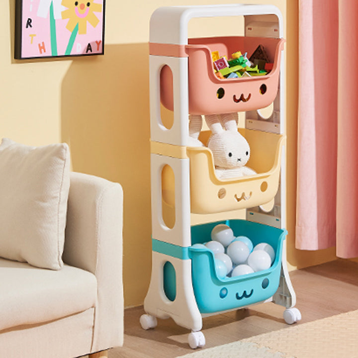 Contemporary Creative Rectangular Cat-Shaped Kids PP Storage Shelf 2/3/4 Tier For Living Room