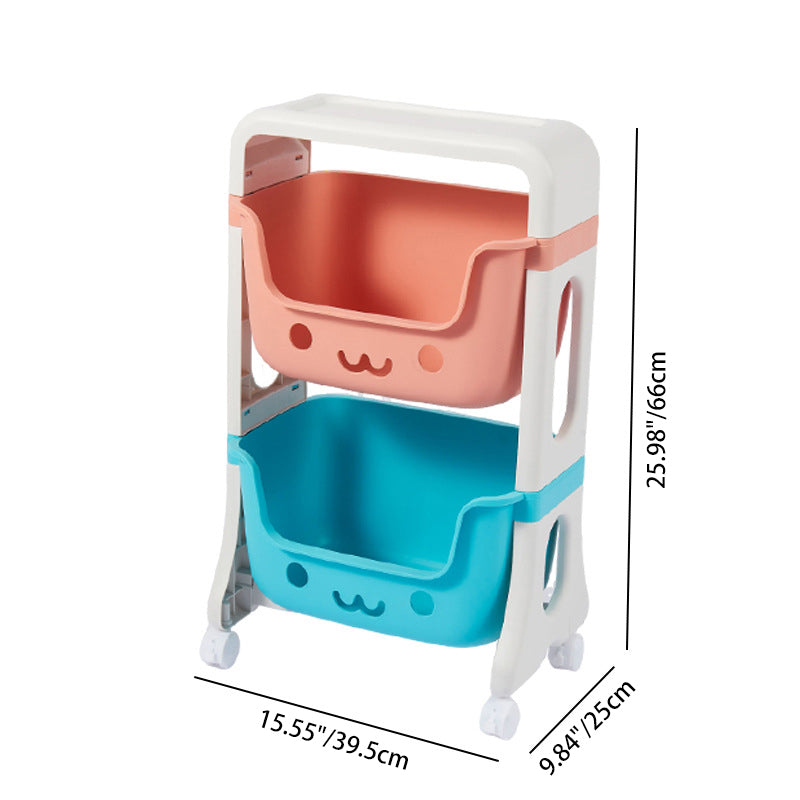 Contemporary Creative Rectangular Cat-Shaped Kids PP Storage Shelf 2/3/4 Tier For Living Room