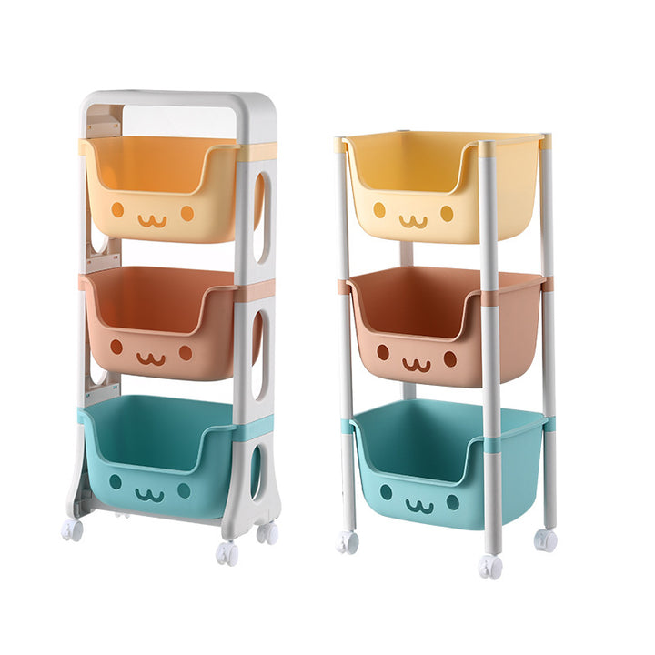 Contemporary Creative Rectangular Cat-Shaped Kids PP Storage Shelf 2/3/4 Tier For Living Room
