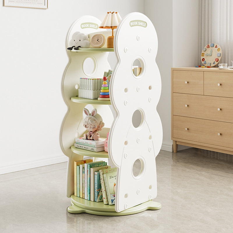 Contemporary Creative Rectangular Christmas Tree HDPE Rotatable Kids Bookshelf 4-Tier For Home Office