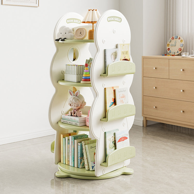 Contemporary Creative Rectangular Christmas Tree HDPE Rotatable Kids Bookshelf 4-Tier For Home Office