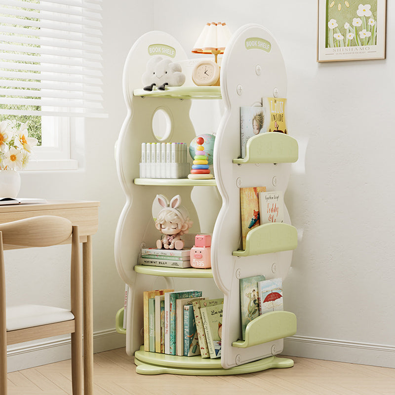 Contemporary Creative Rectangular Christmas Tree HDPE Rotatable Kids Bookshelf 4-Tier For Home Office