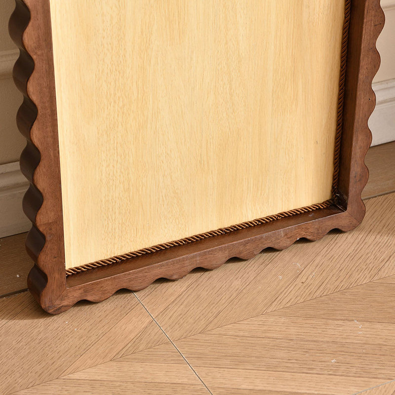 Traditional Vintage Rectangular Rubberwood Plywood Glass Accent Full-Length Mirror For Entryways