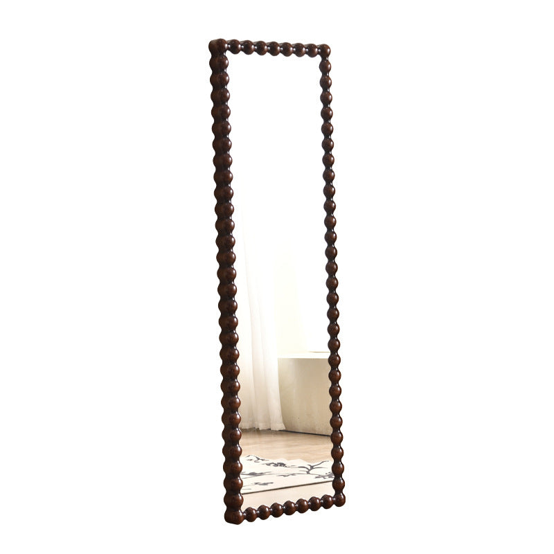 Traditional Vintage Rectangular Rubberwood Plywood Glass Accent Full-Length Mirror For Entryways