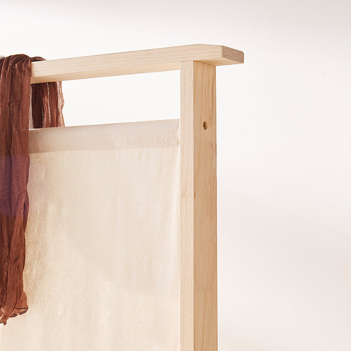 Paravent rectangulaire traditionnel en bois massif de style chinois avec tissu en lin pour salon 