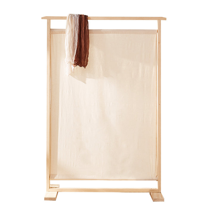 Paravent rectangulaire traditionnel en bois massif de style chinois avec tissu en lin pour salon 