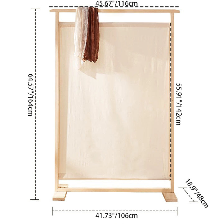 Paravent rectangulaire traditionnel en bois massif de style chinois avec tissu en lin pour salon 