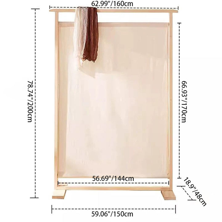 Paravent rectangulaire traditionnel en bois massif de style chinois avec tissu en lin pour salon 