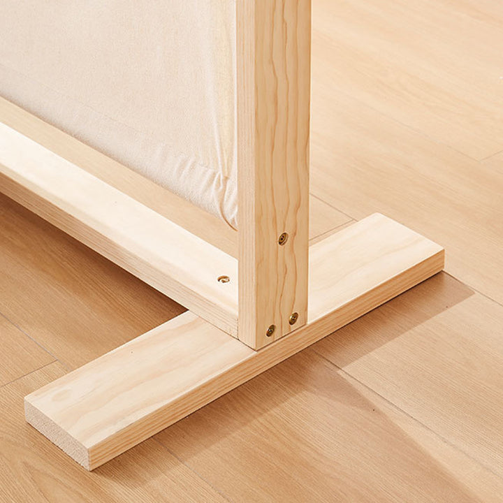 Paravent rectangulaire traditionnel en bois massif de style chinois avec tissu en lin pour salon 