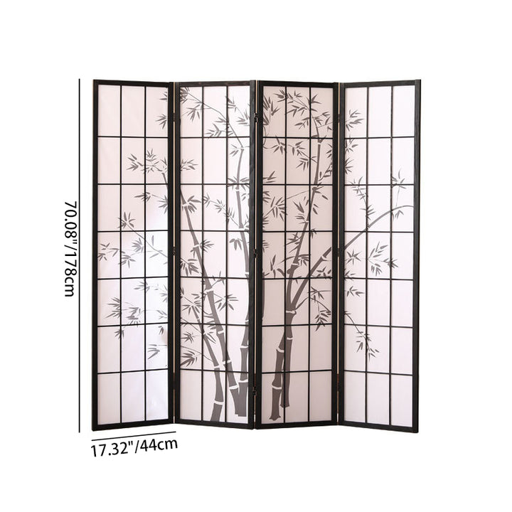 Traditional Japanese Rectangular Non-Woven Fabric Pine Wood Foldable Grid Room Divider For Living Room