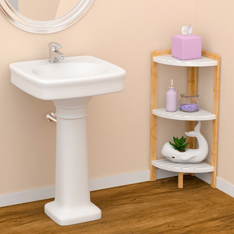 Modern Minimalist Cylindrical Fan-Shaped Medium Density Fiberboard Bamboo Corner Shelf Unit 3-Tier For Living Room