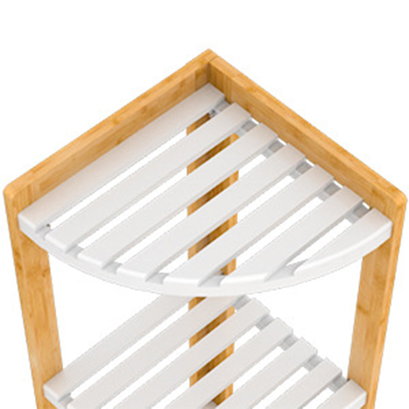 Modern Minimalist Cylindrical Fan-Shaped Medium Density Fiberboard Bamboo Corner Shelf Unit 3-Tier For Living Room