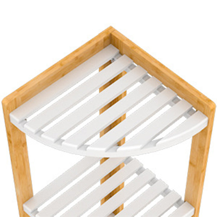 Modern Minimalist Cylindrical Fan-Shaped Medium Density Fiberboard Bamboo Corner Shelf Unit 3-Tier For Living Room