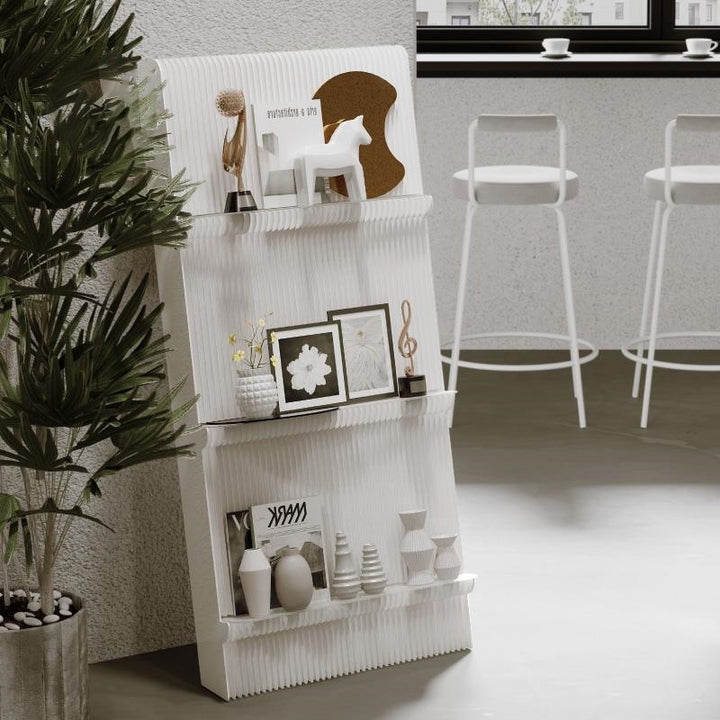 Moderner minimalistischer rechteckiger Kraftpapier-Acryl-Transport-Display-Rack 3-stufig für das Wohnzimmer 