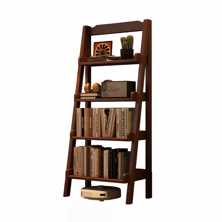 Modern Minimalist Rectangular Ladder Pine Wood Display Rack 4-Tier For Living Room