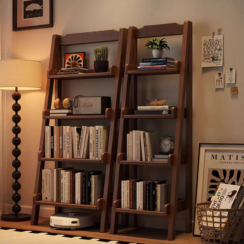 Modern Minimalist Rectangular Ladder Pine Wood Display Rack 4-Tier For Living Room