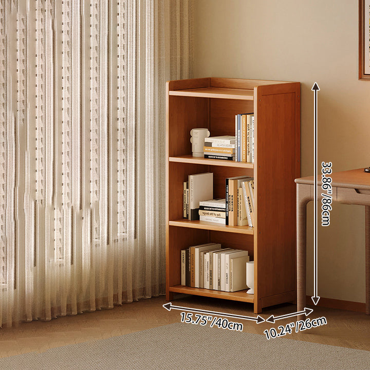 Modern Minimalist Rectangular Nanmu Bamboo Medium Density Fiberboard Bookshelves 3/4/5/6 Tier For Home Office