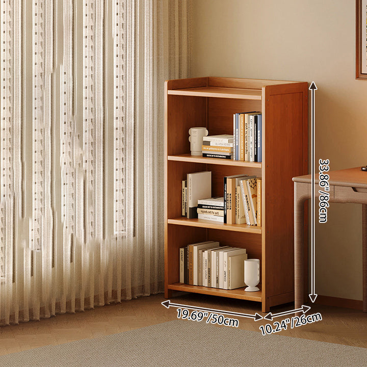 Modern Minimalist Rectangular Nanmu Bamboo Medium Density Fiberboard Bookshelves 3/4/5/6 Tier For Home Office