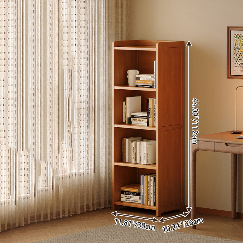 Modern Minimalist Rectangular Nanmu Bamboo Medium Density Fiberboard Bookshelves 3/4/5/6 Tier For Home Office