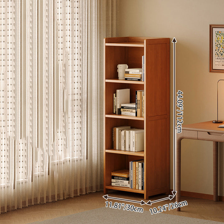Modern Minimalist Rectangular Nanmu Bamboo Medium Density Fiberboard Bookshelves 3/4/5/6 Tier For Home Office