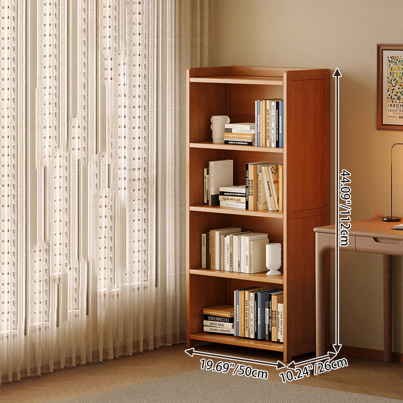 Modern Minimalist Rectangular Nanmu Bamboo Medium Density Fiberboard Bookshelves 3/4/5/6 Tier For Home Office