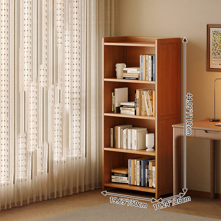 Modern Minimalist Rectangular Nanmu Bamboo Medium Density Fiberboard Bookshelves 3/4/5/6 Tier For Home Office