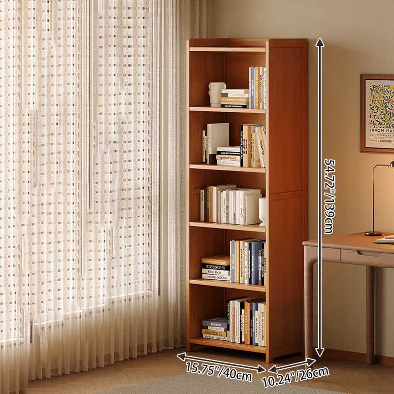Modern Minimalist Rectangular Nanmu Bamboo Medium Density Fiberboard Bookshelves 3/4/5/6 Tier For Home Office