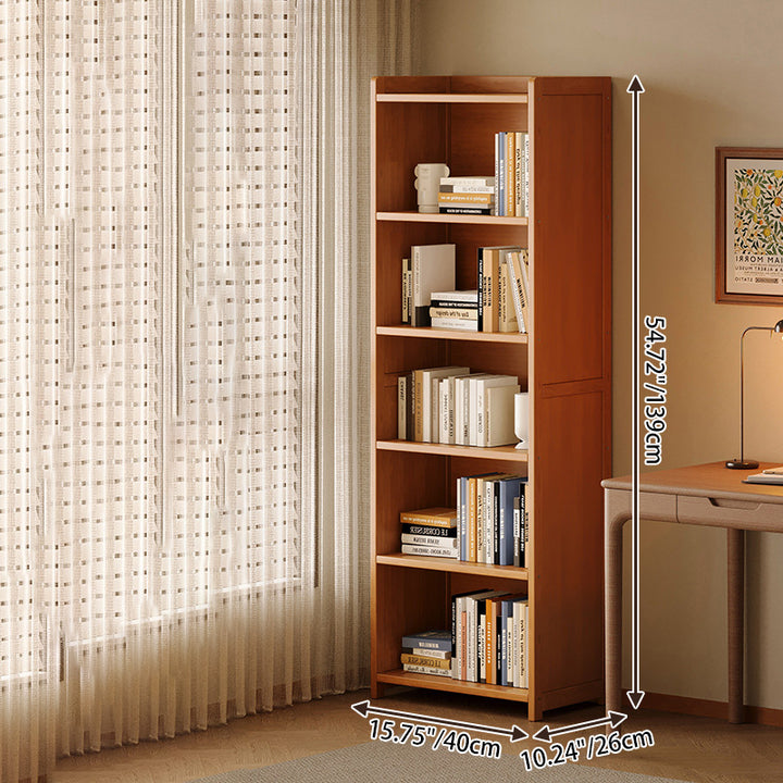 Modern Minimalist Rectangular Nanmu Bamboo Medium Density Fiberboard Bookshelves 3/4/5/6 Tier For Home Office