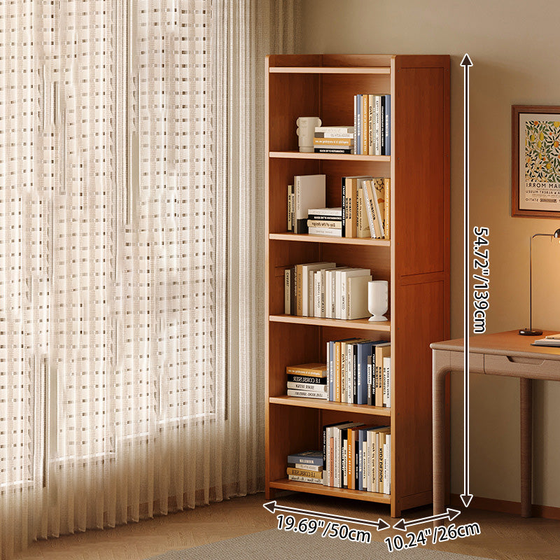 Modern Minimalist Rectangular Nanmu Bamboo Medium Density Fiberboard Bookshelves 3/4/5/6 Tier For Home Office