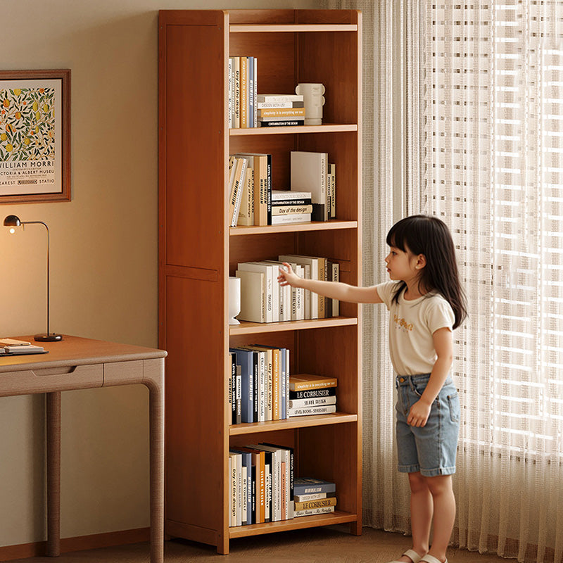 Modern Minimalist Rectangular Nanmu Bamboo Medium Density Fiberboard Bookshelves 3/4/5/6 Tier For Home Office