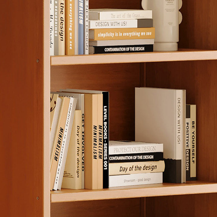 Modern Minimalist Rectangular Nanmu Bamboo Medium Density Fiberboard Bookshelves 3/4/5/6 Tier For Home Office