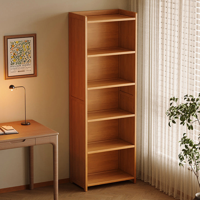 Modern Minimalist Rectangular Nanmu Bamboo Medium Density Fiberboard Bookshelves 3/4/5/6 Tier For Home Office