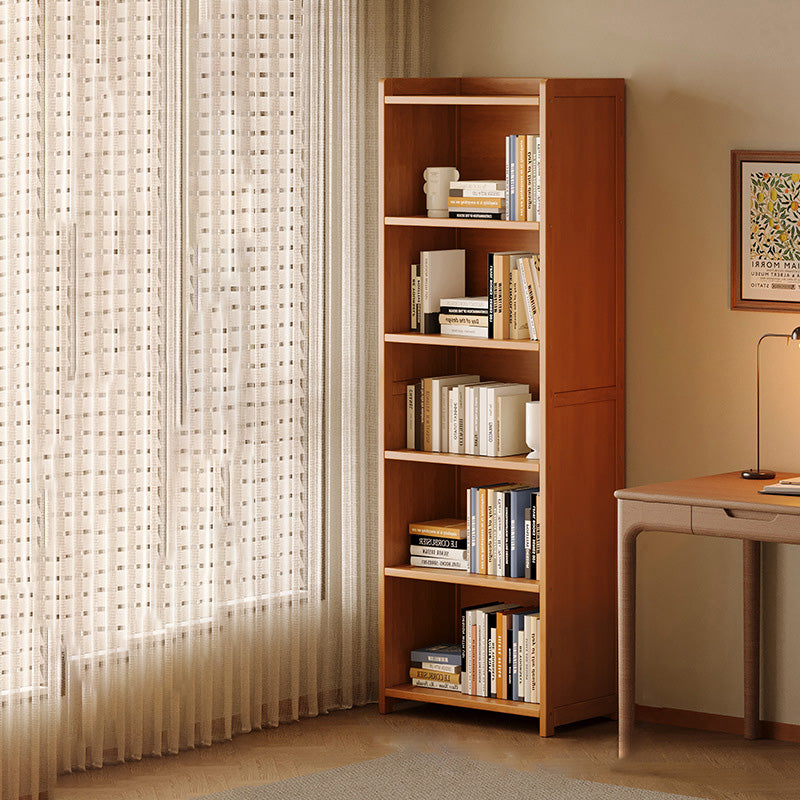 Modern Minimalist Rectangular Nanmu Bamboo Medium Density Fiberboard Bookshelves 3/4/5/6 Tier For Home Office