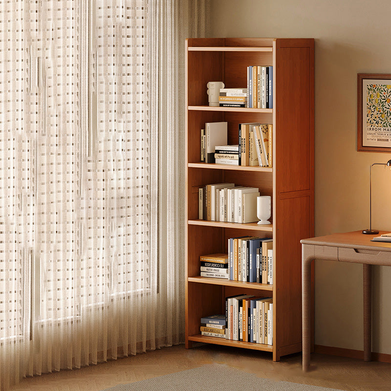 Modern Minimalist Rectangular Nanmu Bamboo Medium Density Fiberboard Bookshelves 3/4/5/6 Tier For Home Office